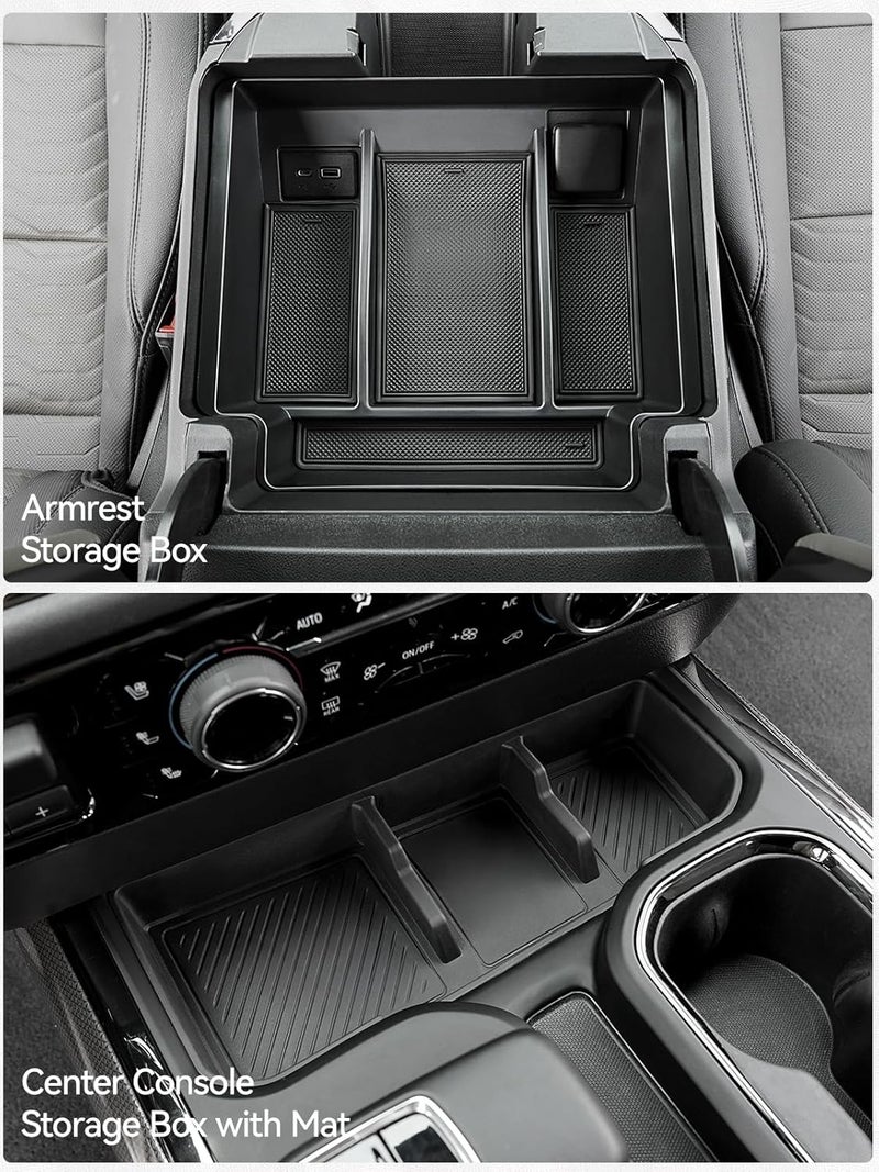 ELECFRESH 2PCS Center Console Organizer Tray for 2022 2023 2024 2025 Chevrolet Silverado Accessories, Armrest Storage Box and Center Console Storage for Chevrolet Silverado - Image 3